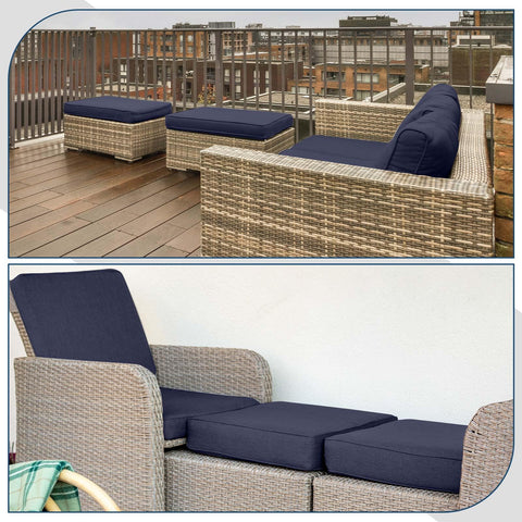 Soft foam core delivers supportive lounging for outdoor seating.