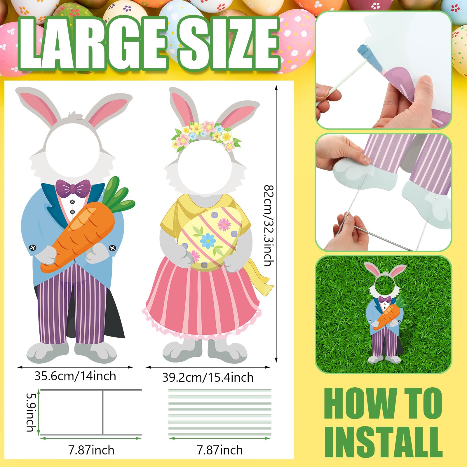 DoubleFill waterproof egg-hunt yard sign stake withstands weather for outdoor decor