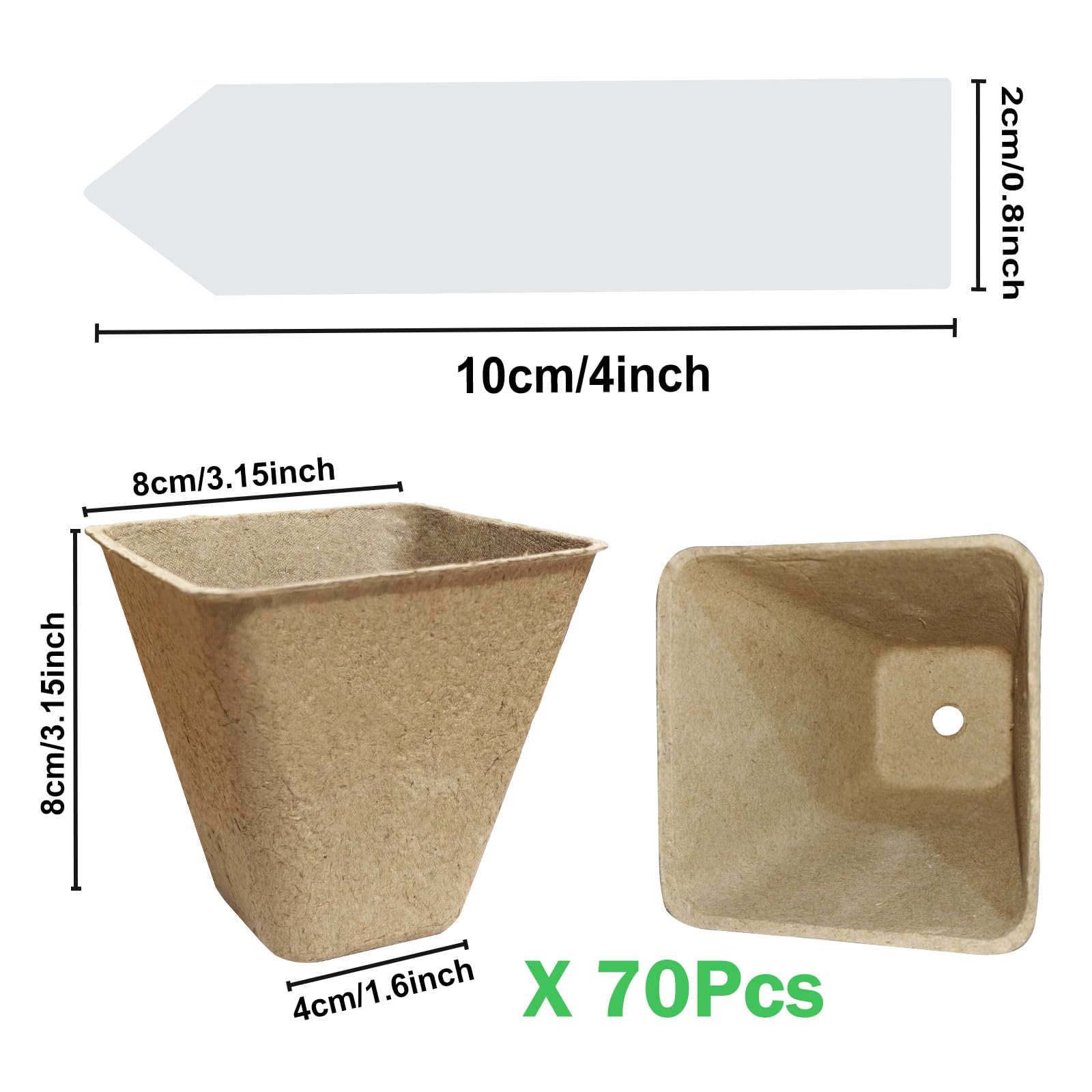 Doubleggs 70-pack peat pots side view with drainage holes