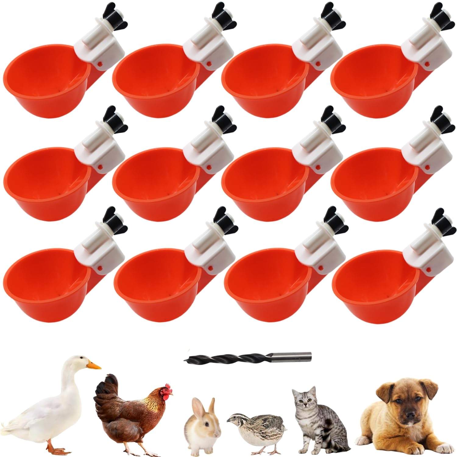 DoubleWood chicken waterer cups 12-pack for easy automatic coop hydration.