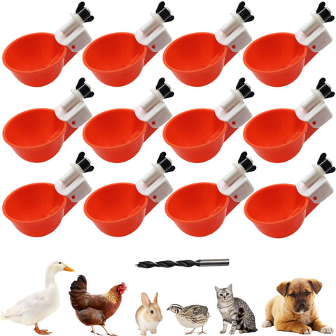 DoubleWood chicken waterer cups 12-pack for easy automatic coop hydration.