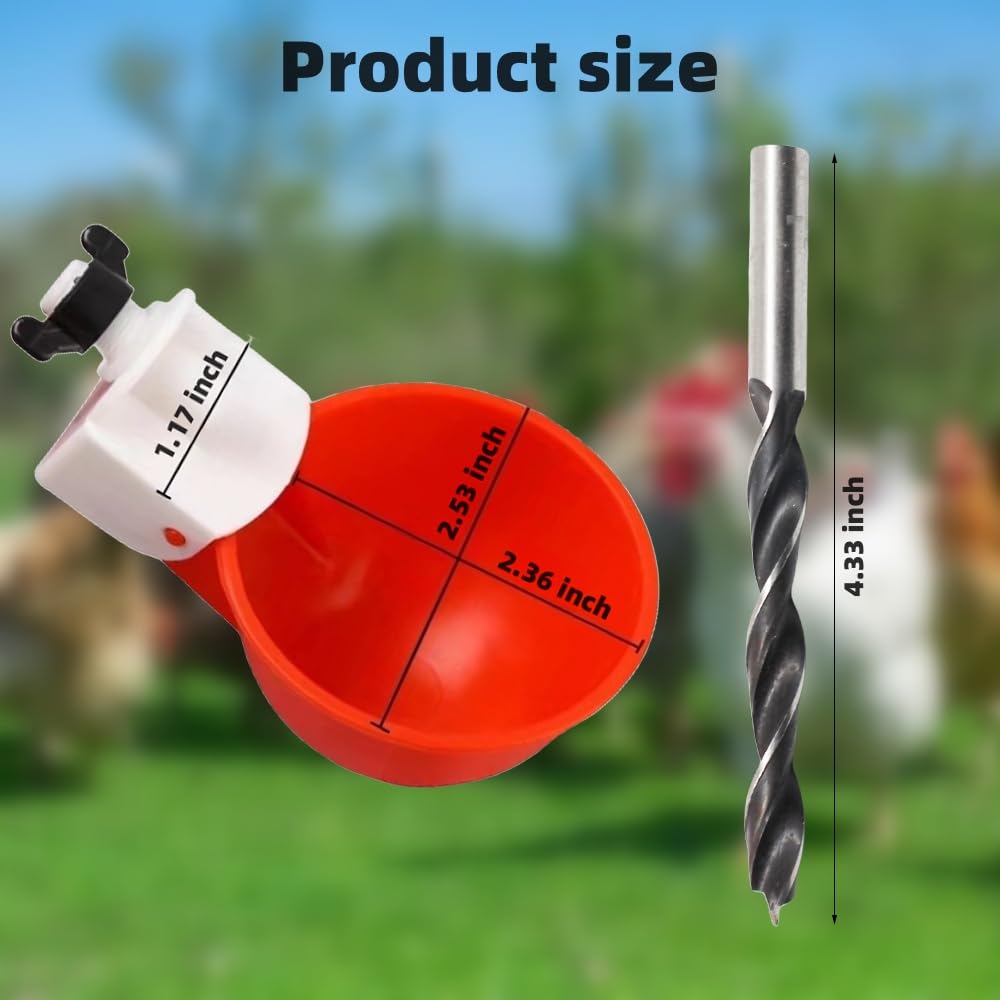 DoubleWood waterer cups installed in coop demonstrate quick drill installation.