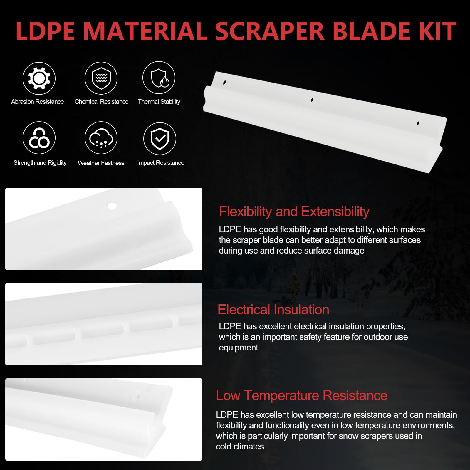 The Doufuhua scraper blade measures 17.1 inches for a precise Toro fit.