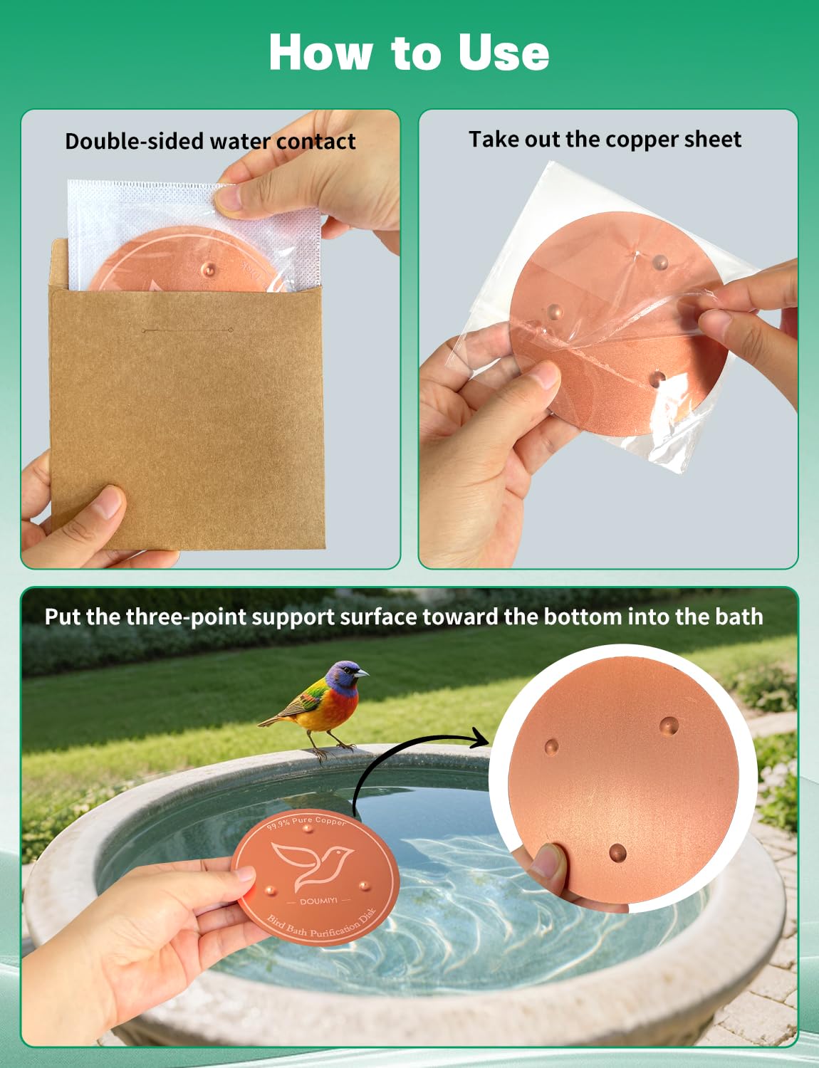 DOUMIYI natural water purification action shown in water-filled bowl.