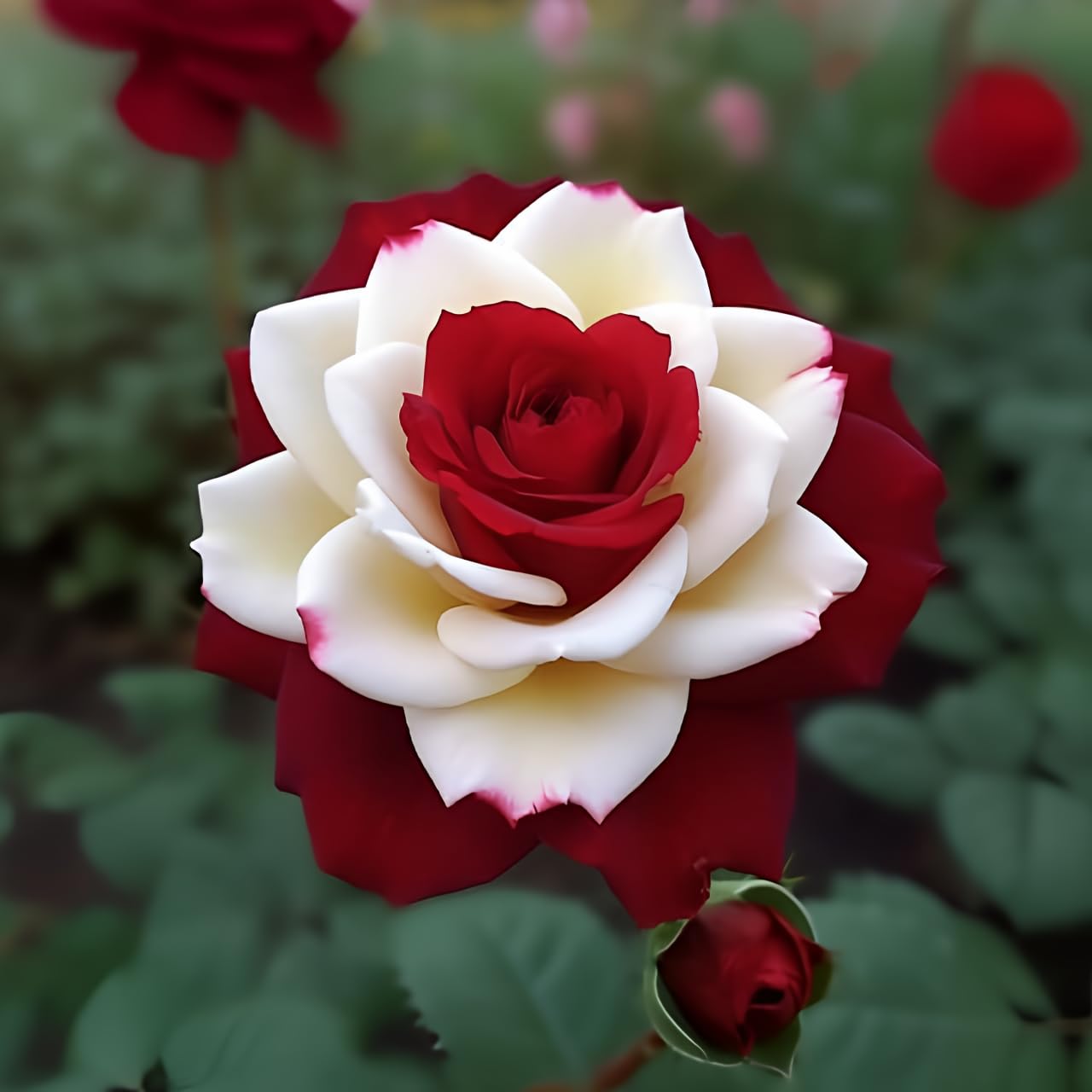 Douxie rare twin red white rose seeds pack, ideal for planting and garden color.