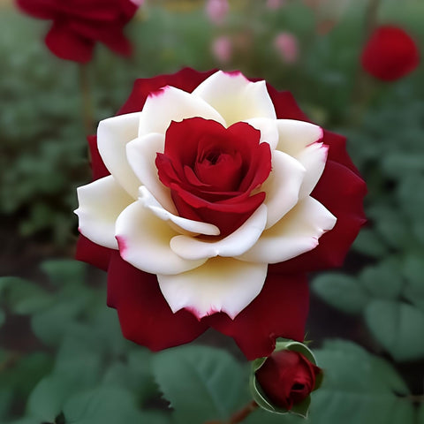 Douxie rare twin red white rose seeds pack, ideal for planting and garden color.