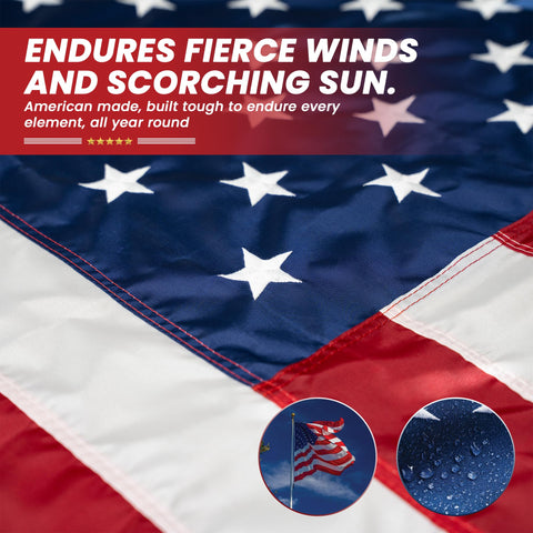 DOVER FLAG uses US-sourced materials to support a quality-made flag in outdoor settings.