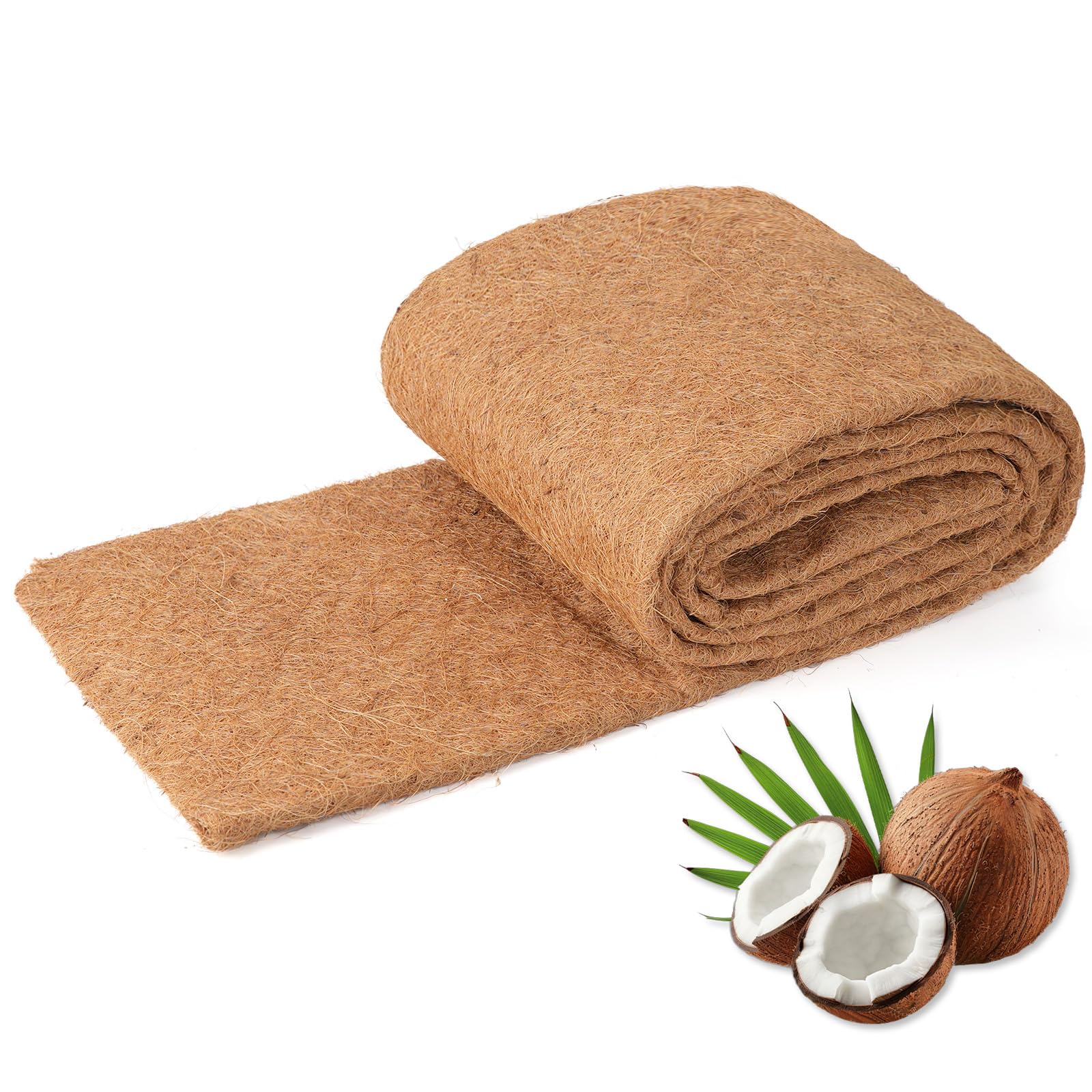 Dovesail Coco Liner Roll unrolled in a planter, improving drainage and moisture retention.