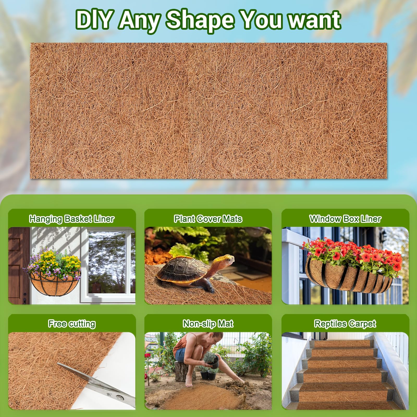 Dovesail Coco Liner Roll in a garden bed serving as weed mat and mulch barrier.
