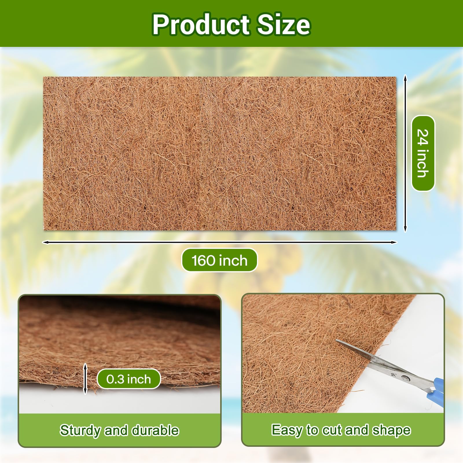 Dovesail Coco Liner Roll easy to cut, fitting various pots and baskets.