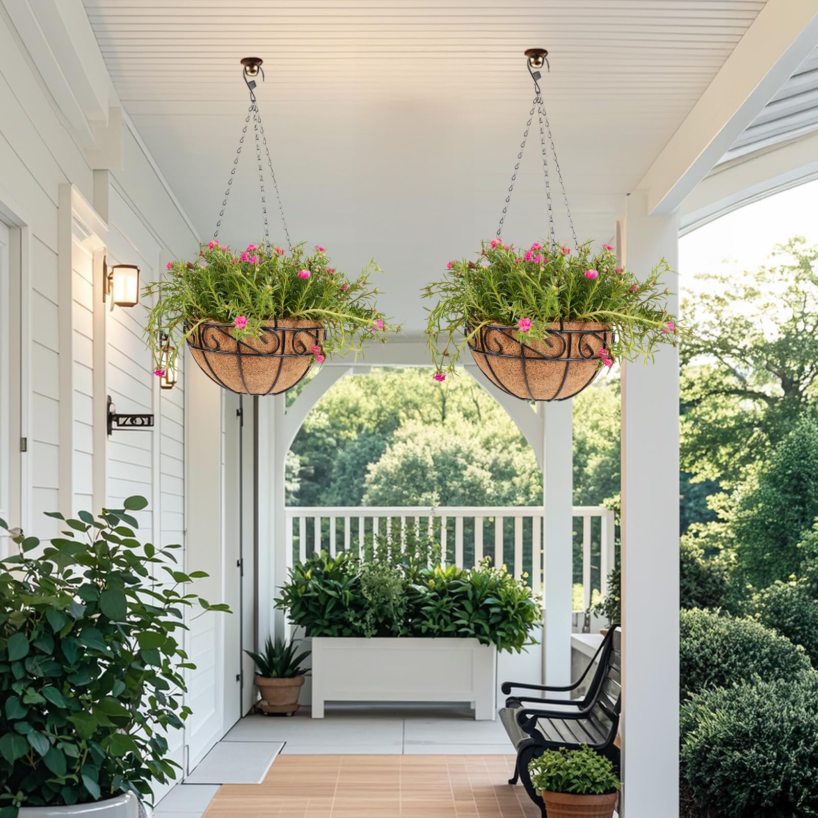 Dovesail easy-setup hanging basket suitable for patios, ceilings, and balconies.