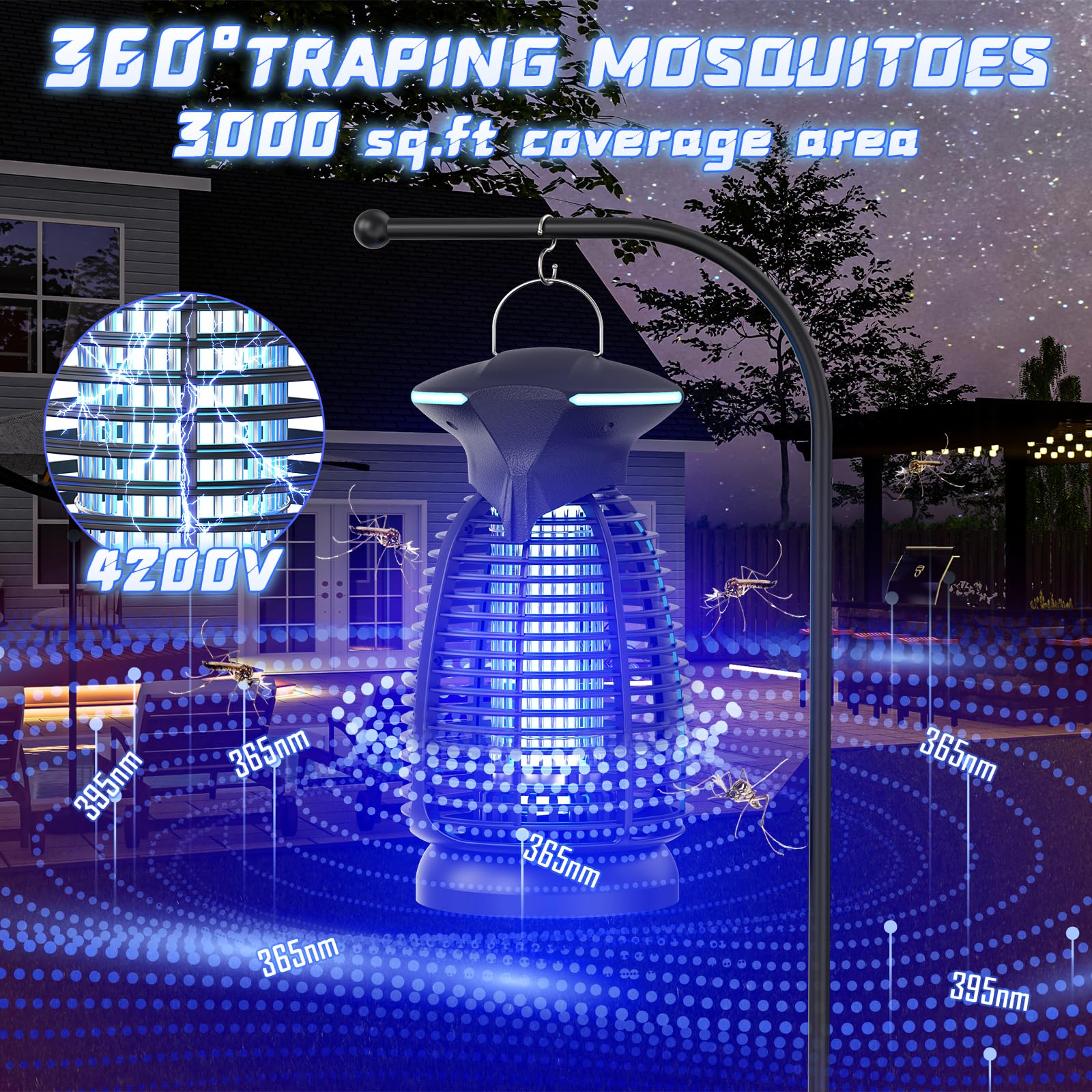 Dovima Bug Zapper blue-violet light attracts multiple pest species efficiently.