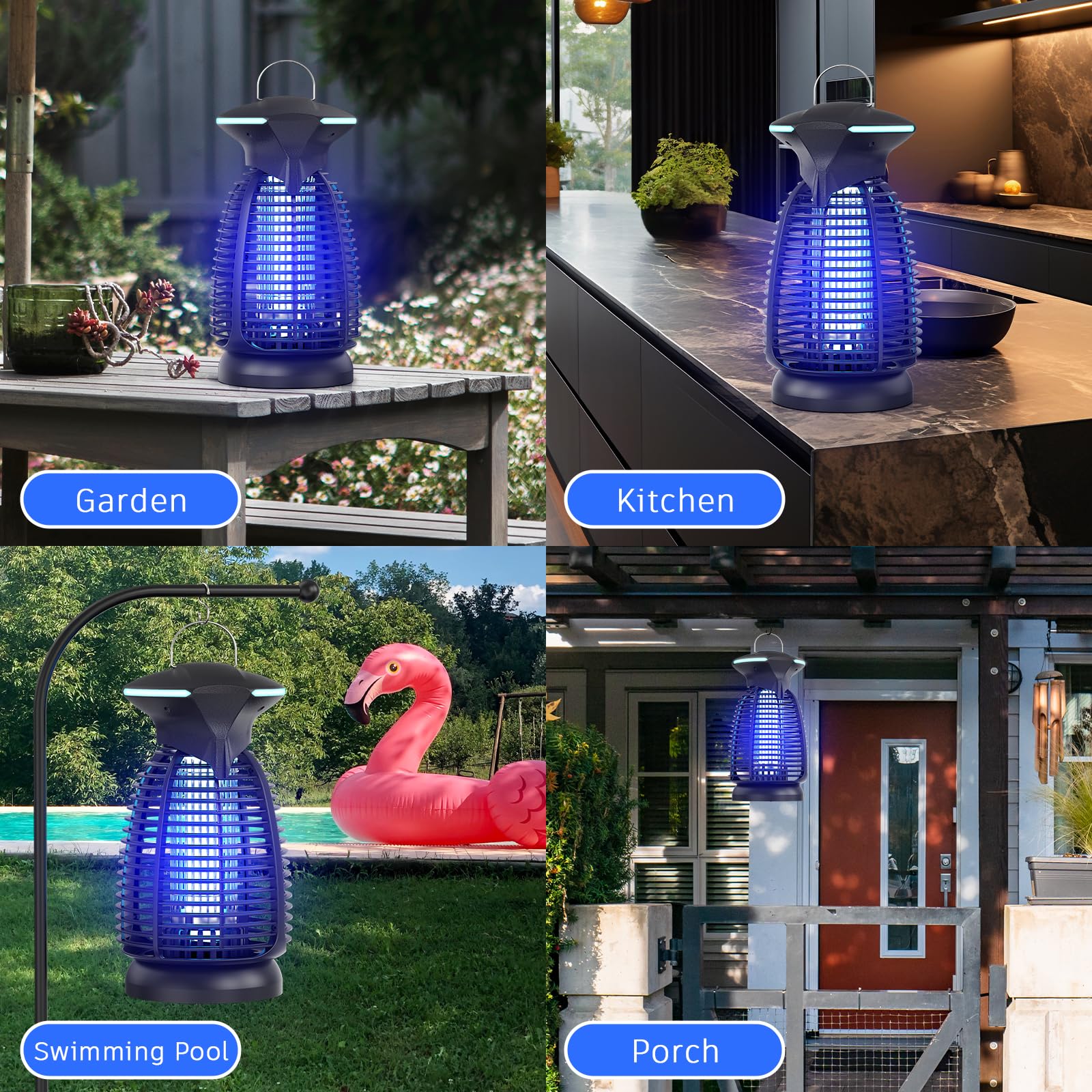 Dovima bug zapper outdoor shows extended five-and-a-half-foot cord reach.