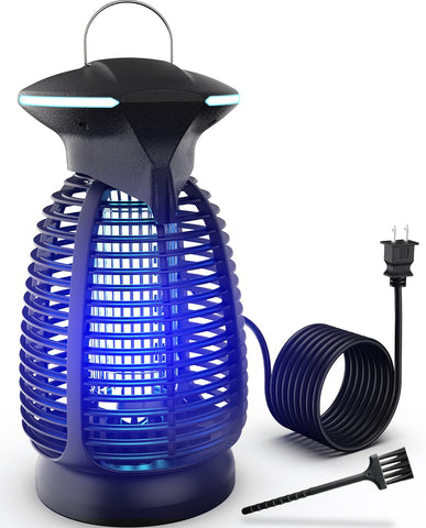 Dovima Bug Zapper Outdoor on patio at dusk attracts pests with blue-violet light.