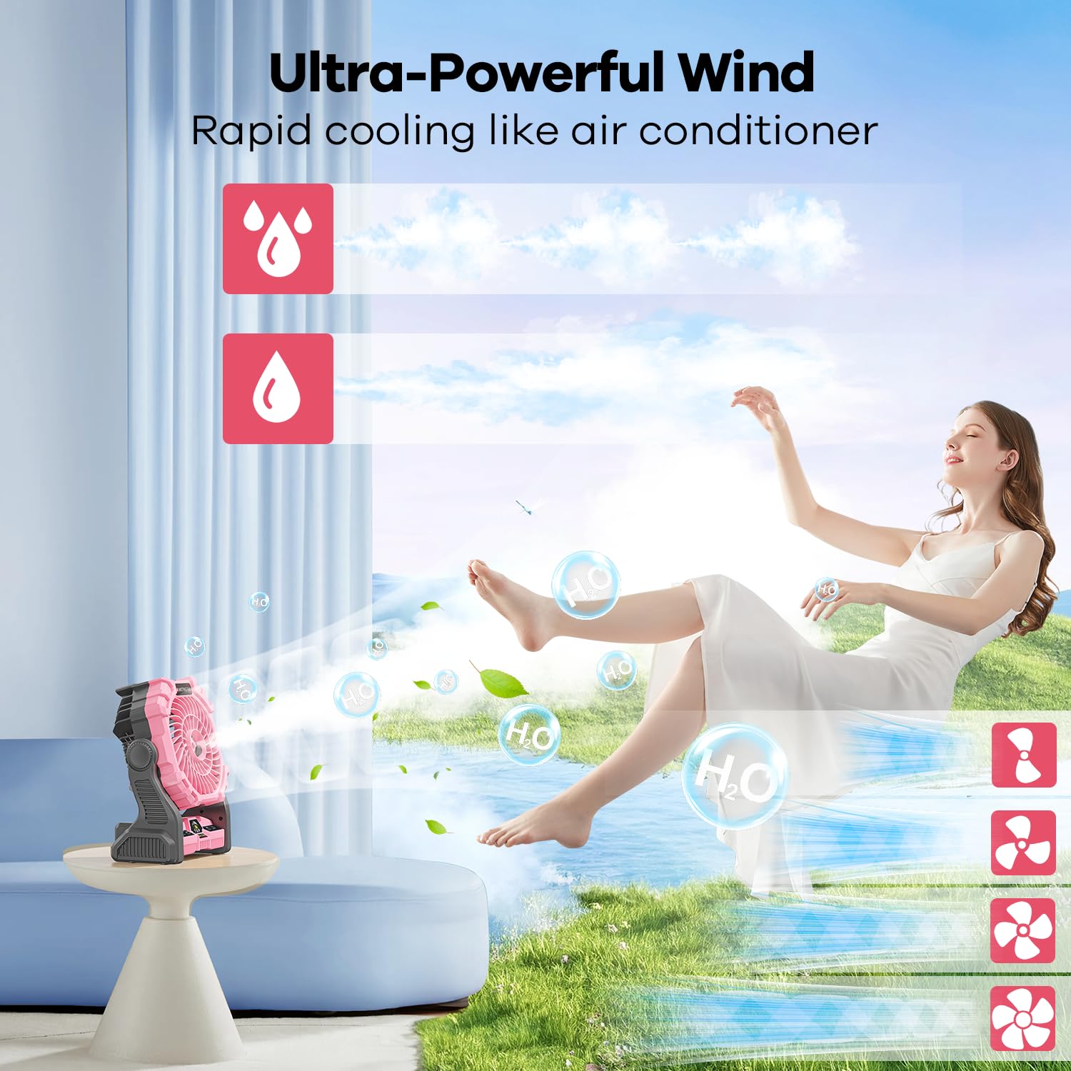 DowillDo 200ml water tank enables extended misting without refills.
