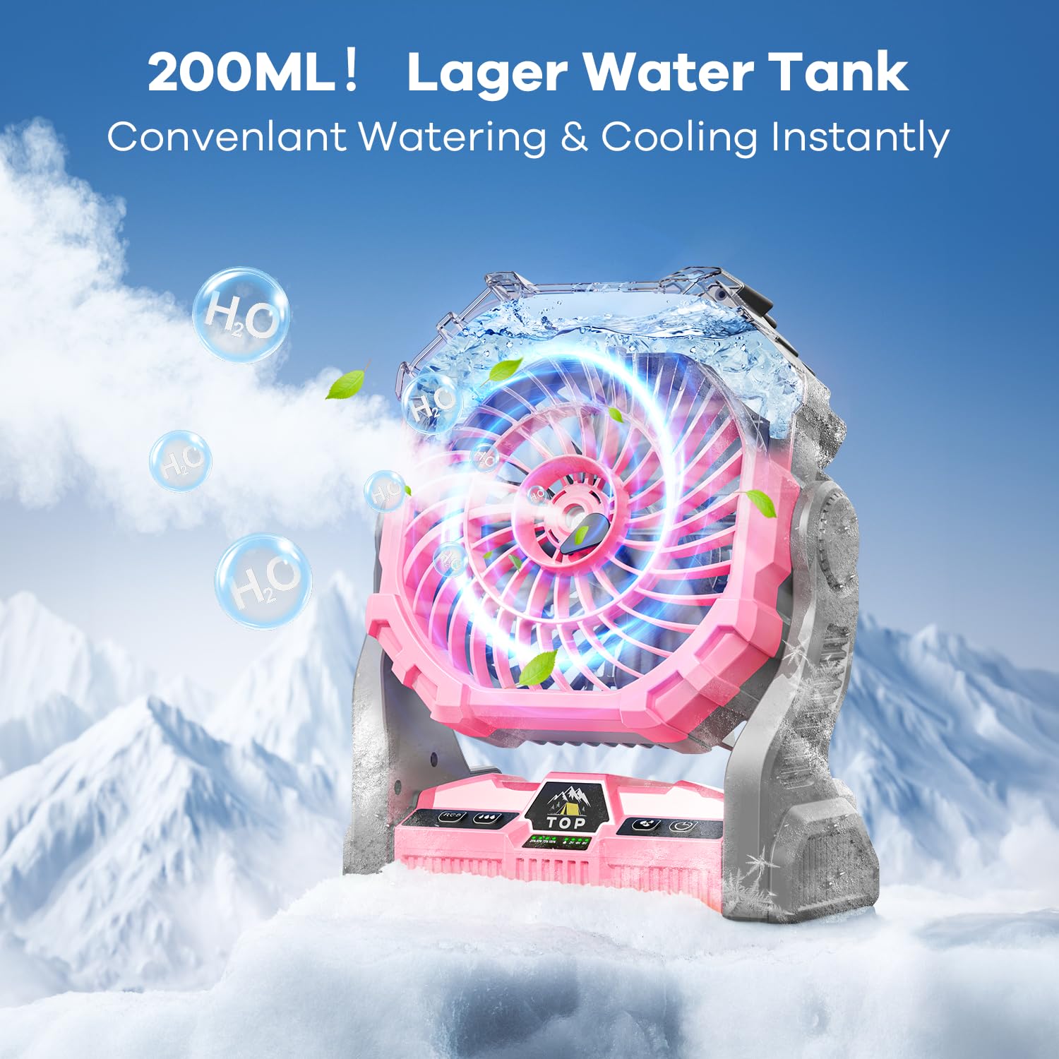 DowillDo 30000mAh battery powers long-lasting cooling and USB charging.