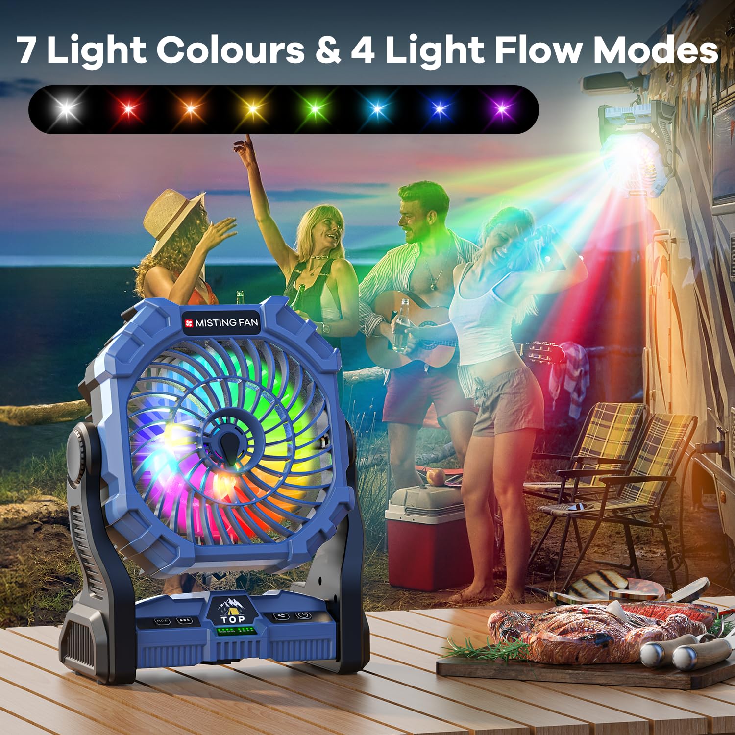 DOWILLDO RGB LED mood lighting enhances evening outdoor ambiance