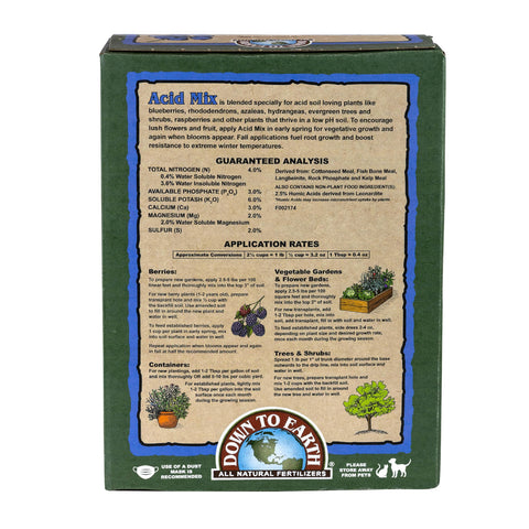 Down To Earth Acid Mix raspberries image illustrates steady nutrient release