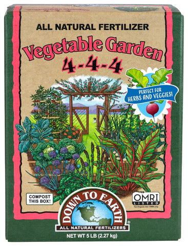 Down To Earth all natural fertilizer bag for vegetables enhances soil nutrition