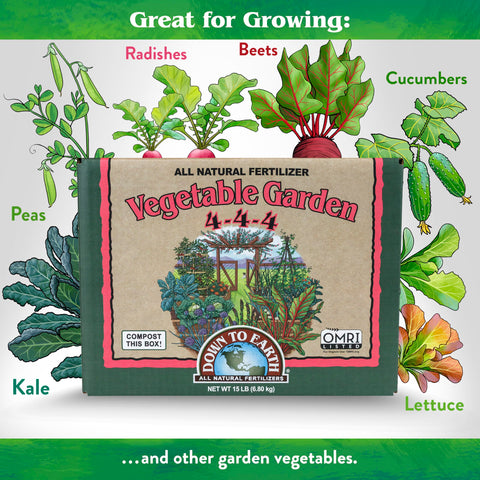 Spreading Down To Earth fertilizer over soil to support garden growth
