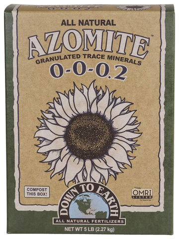 Down To Earth Azomite granulated minerals ready to spread for healthier roots