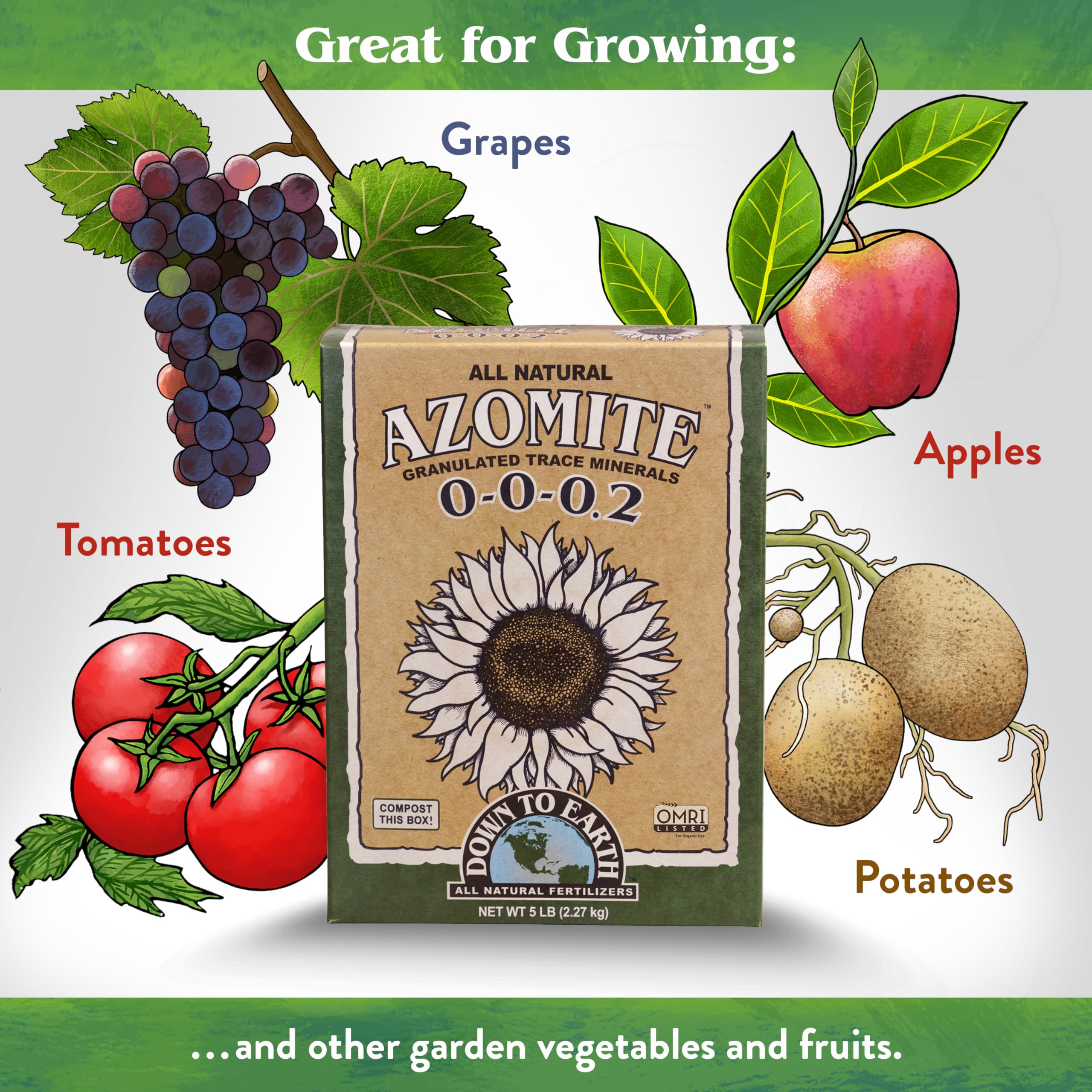 Azomite granules ready to mix with compost for improved soil health