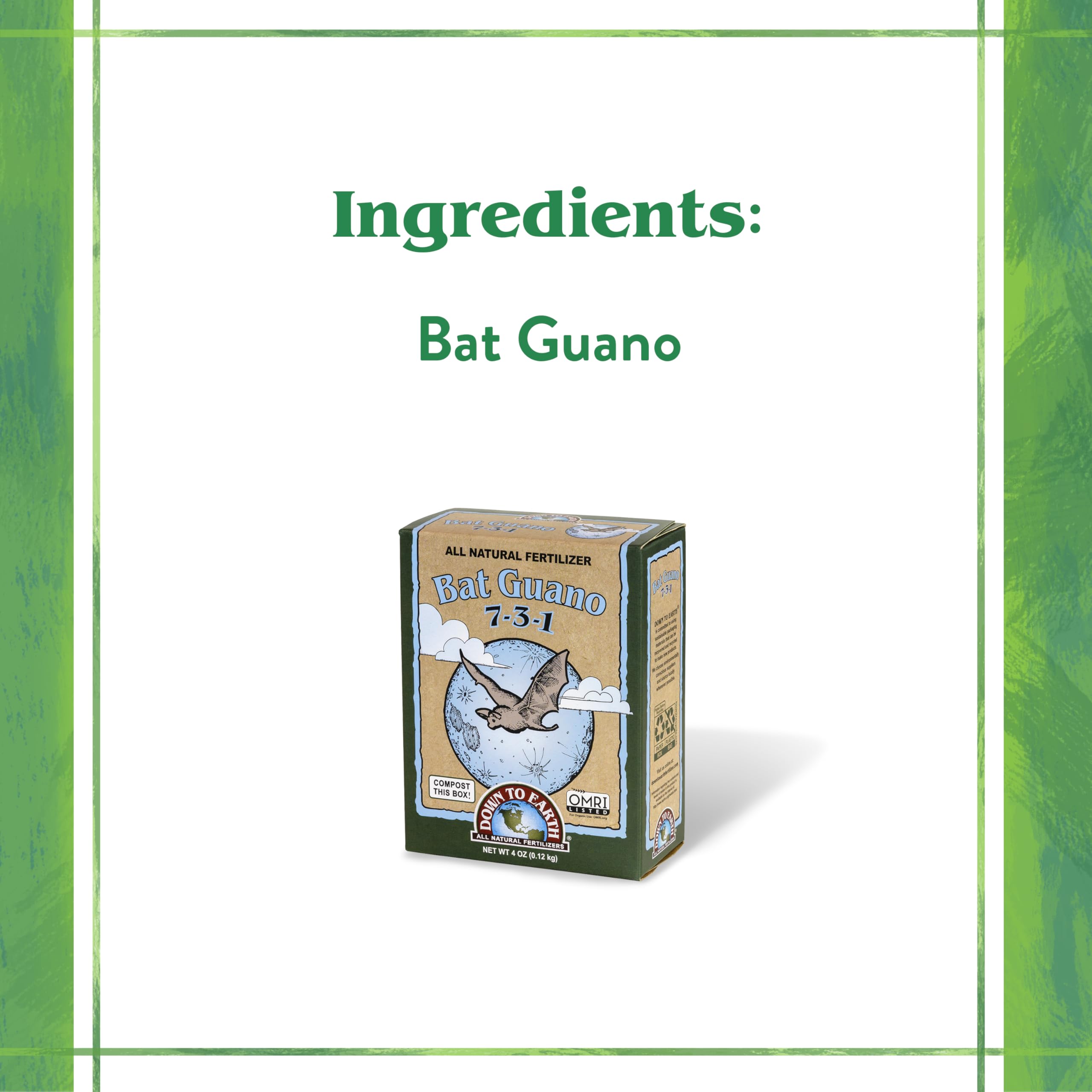 Down To Earth bat guano mixed into soil facilitates strong potting mix nutrition