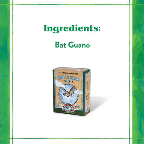 Down To Earth bat guano mixed into soil facilitates strong potting mix nutrition