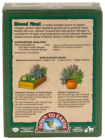 Pellets of Down To Earth Blood Meal ideal for rapid soil feeding.