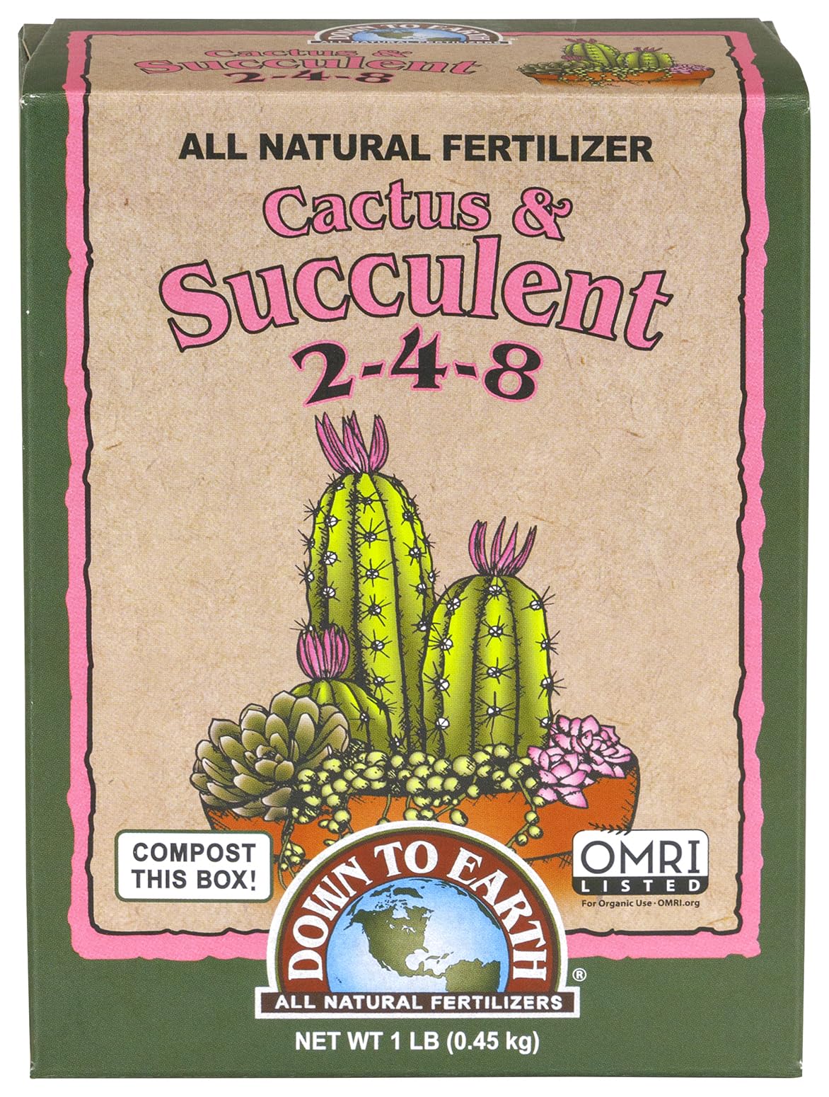 Down To Earth Organic Cactus and Succulent Mix boosts compact growth in cacti and succulents.