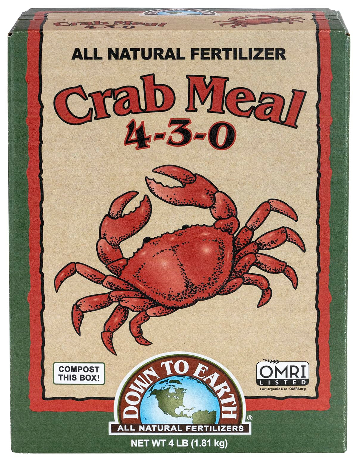 Down To Earth crab meal bottle pour demonstrating steady garden nutrition