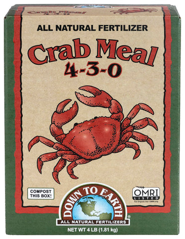 Down To Earth crab meal bottle pour demonstrating steady garden nutrition