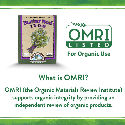 Down To Earth feather meal easy-to-apply coverage for steady garden nutrition.