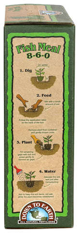 Down To Earth fish meal lawn feeding supports lush, healthy turf.
