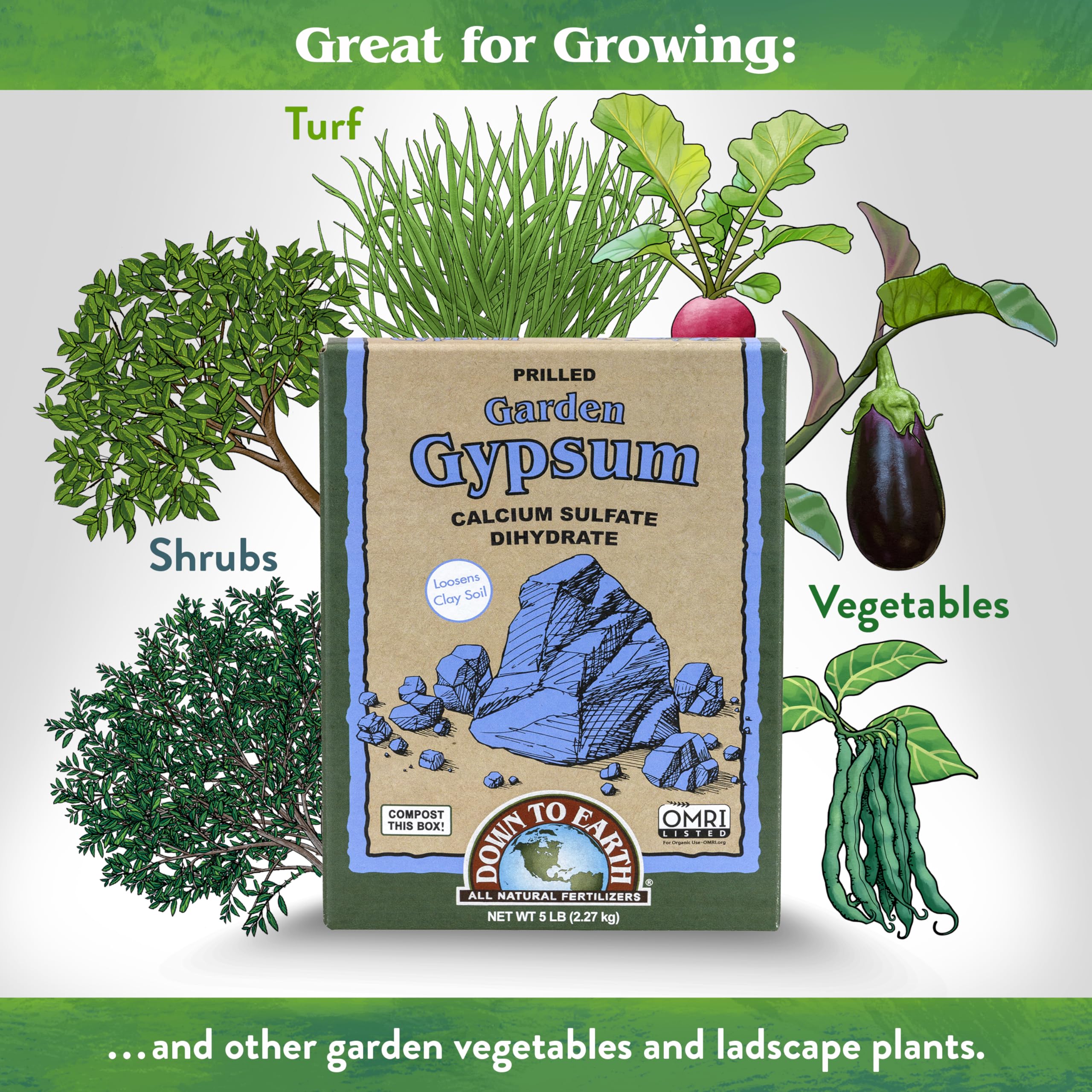 Down To Earth gypsum is pH-neutral and safe for pH-sensitive plants