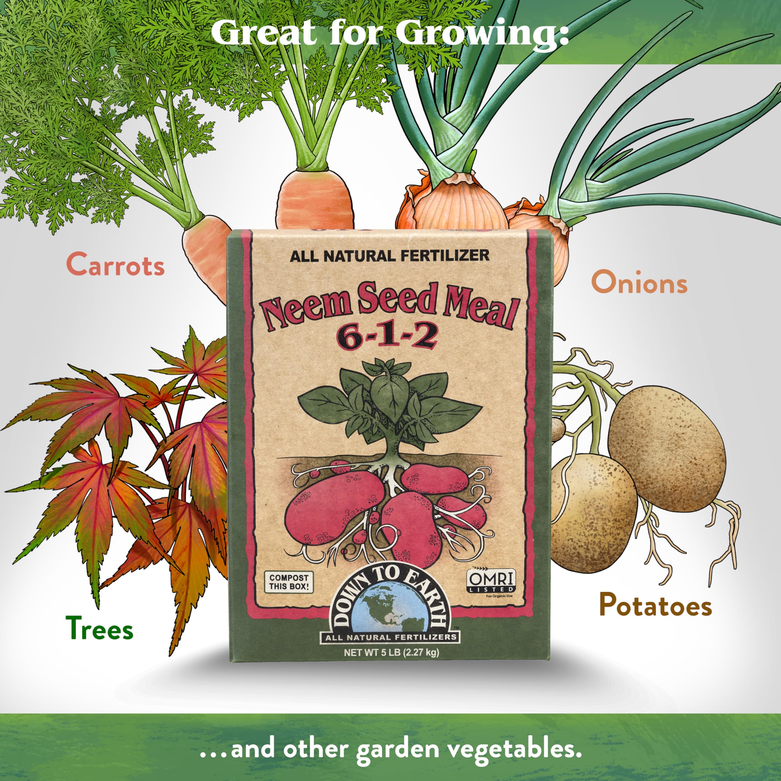 Neem Seed Meal in vegetable garden promotes lush foliage