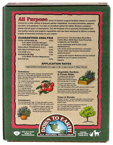 Down To Earth organic mix bag open for easy transplant and soil nourishment
