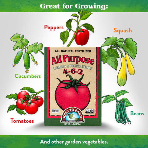 Down To Earth ingredients closeup with fish bone meal and kelp for balanced nutrition