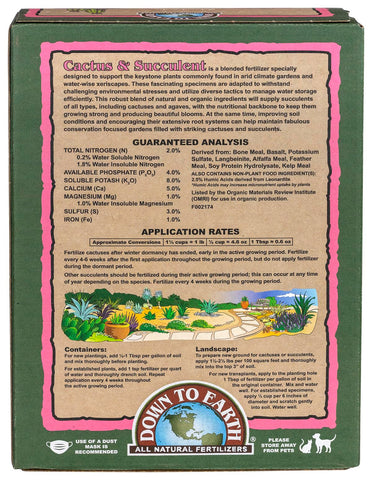 Down To Earth Organic Fertilizer 2-4-8 label OMRI-certified.