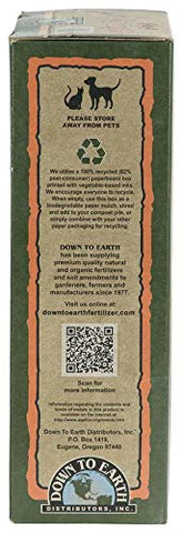 Down To Earth organic shrimp meal bottle ready for garden applications.