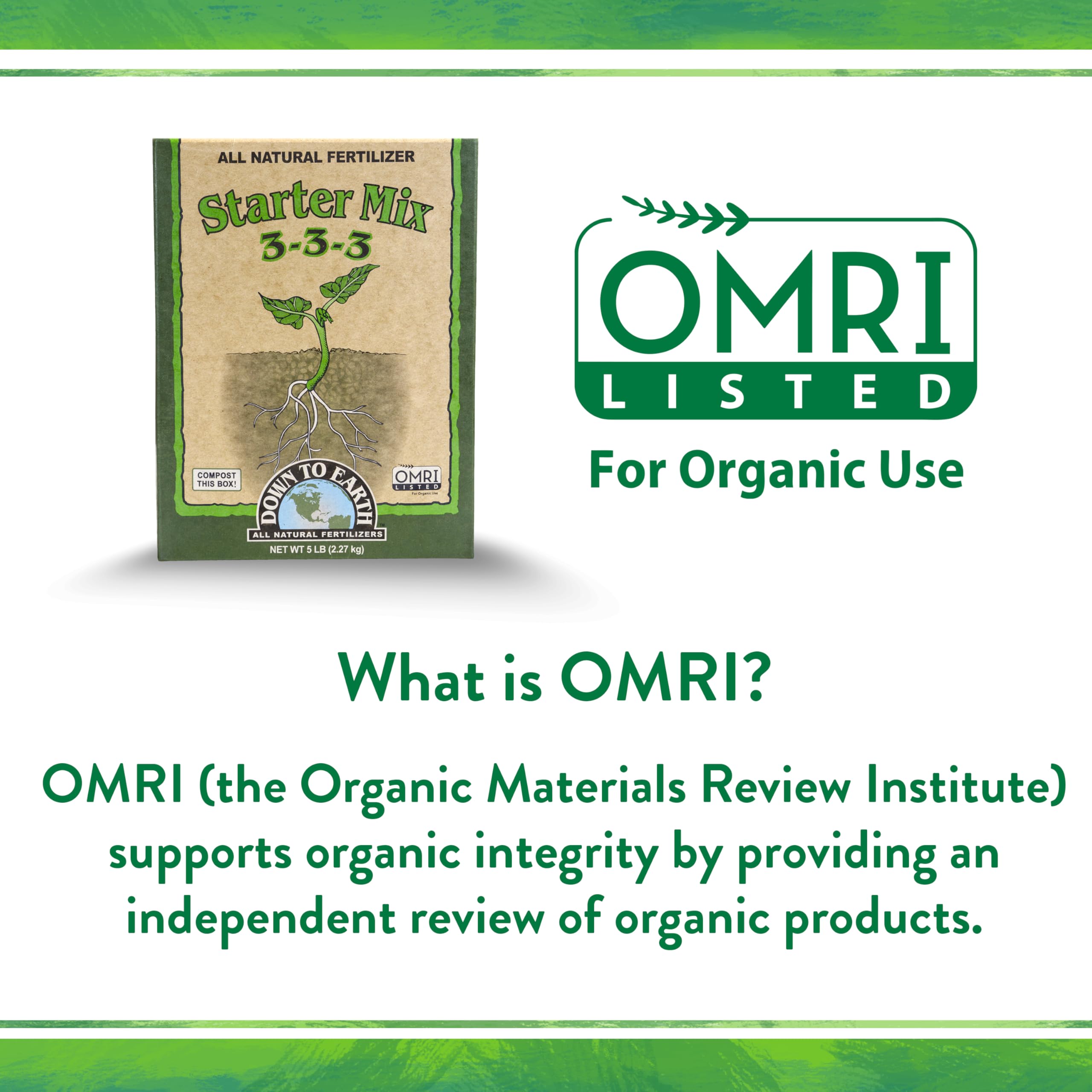 Down To Earth Organic Starter Mix ideal for vegetable starts and early transplants.