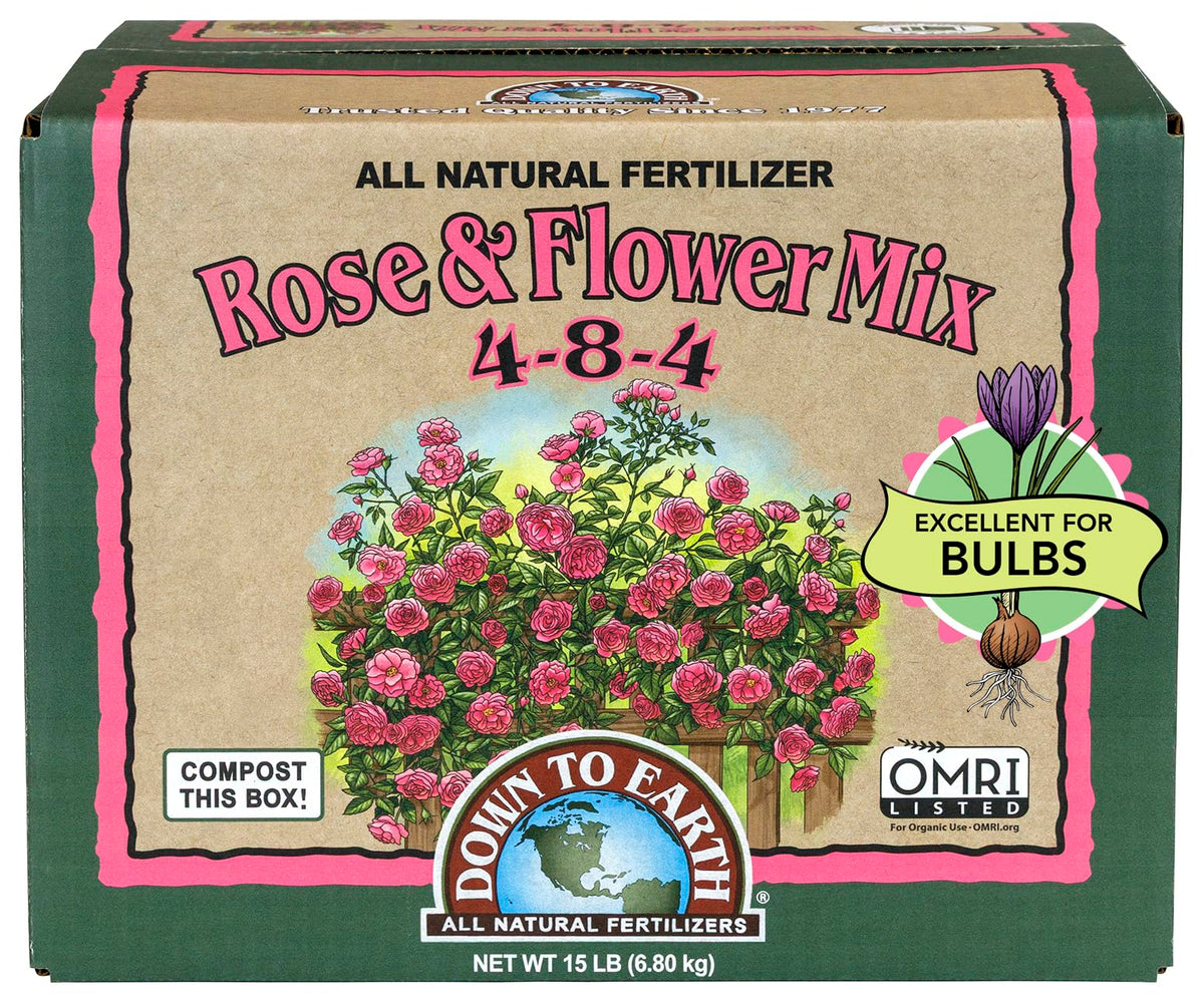 Down To Earth Rose & Flower Mix bag for prolific blooms and strong root support.