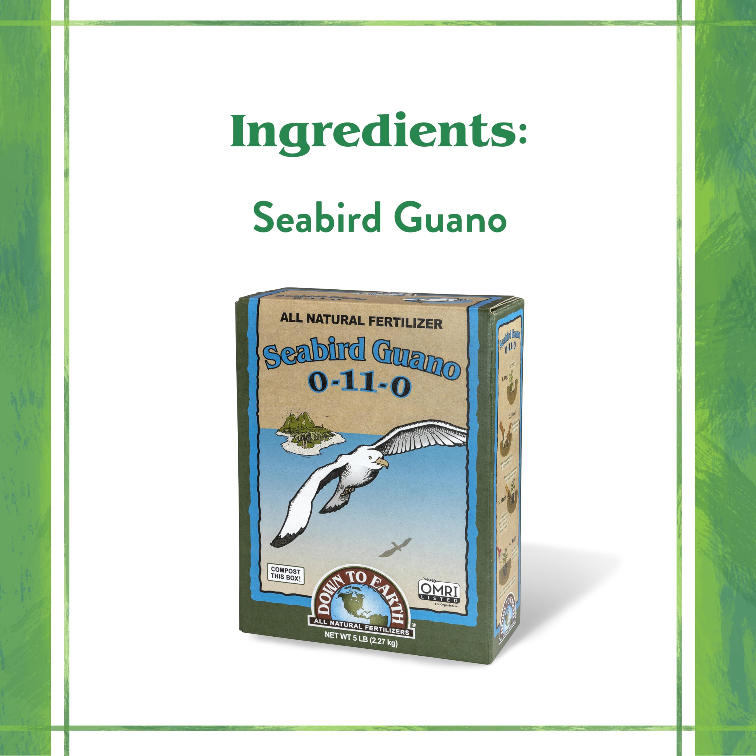 Down To Earth Seabird Guano included spoon enables precise dosage.