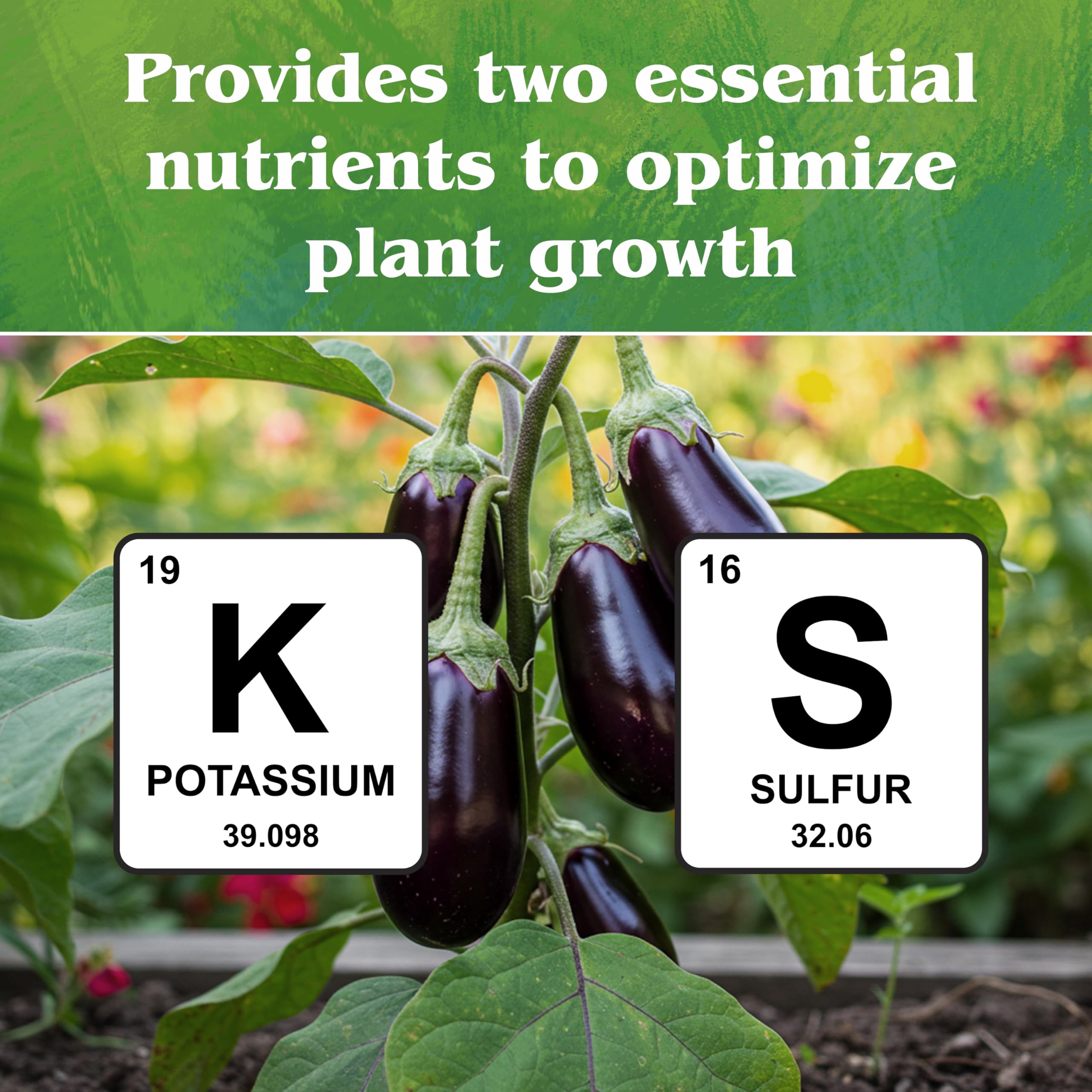 Down To Earth solution-grade potassium sulfate ready for foliar application.