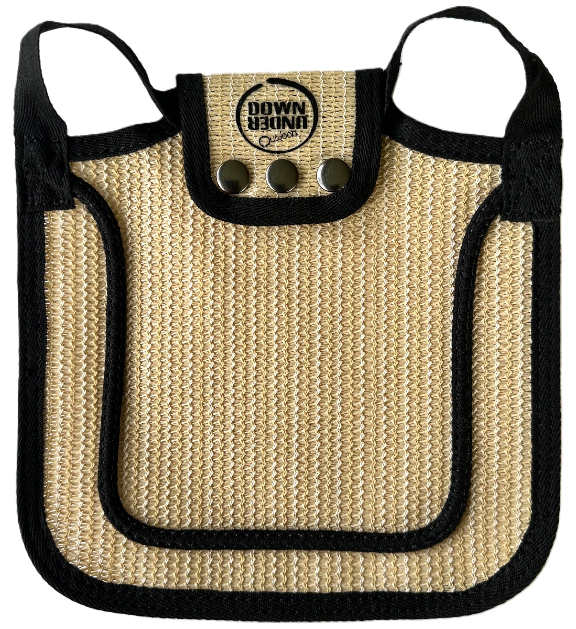Down Under Outdoors saddle features adjustable straps and metal snaps for secure fit