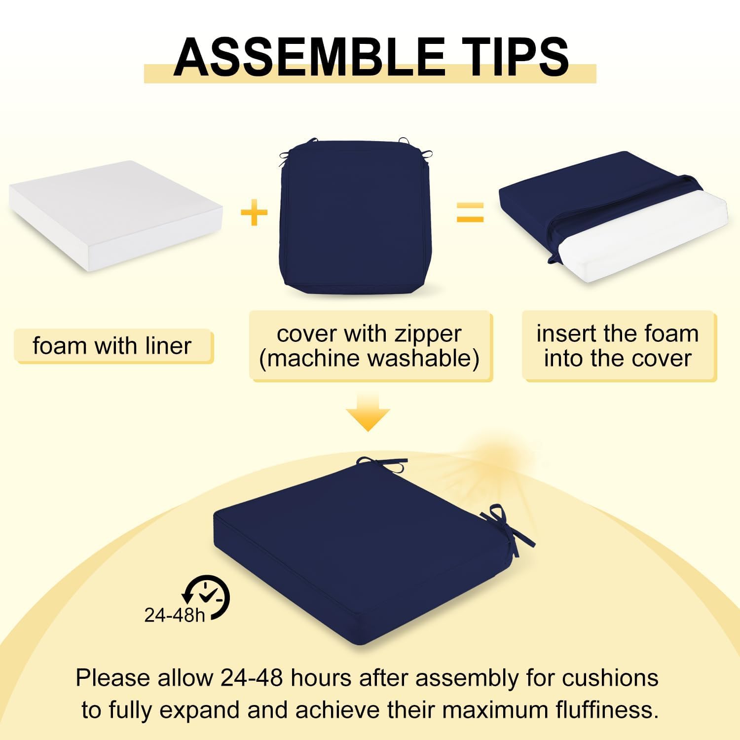 Downluxe 28D foam provides supportive seating.
