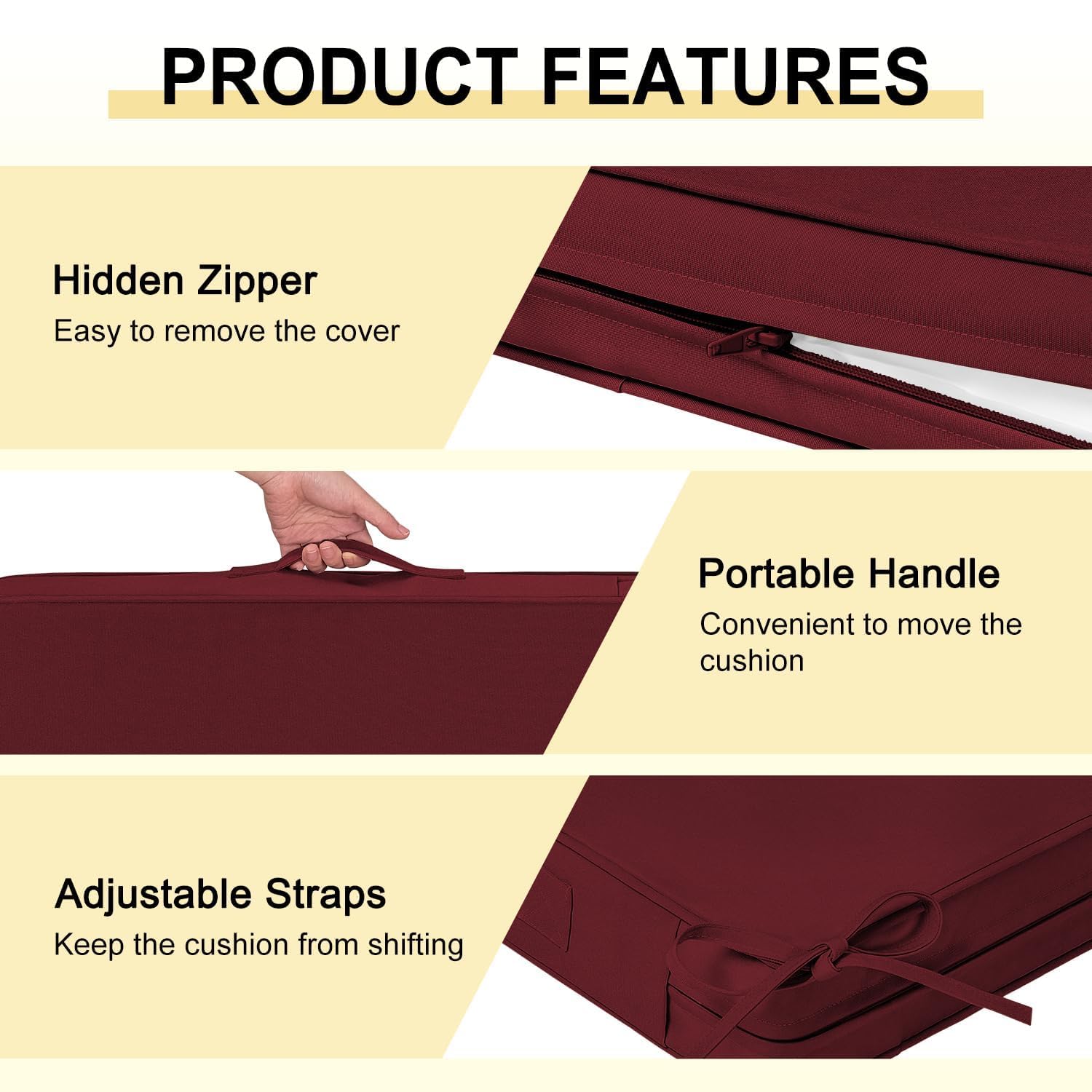 downluxe cushion ties secure cushions to chairs for slip-free use.