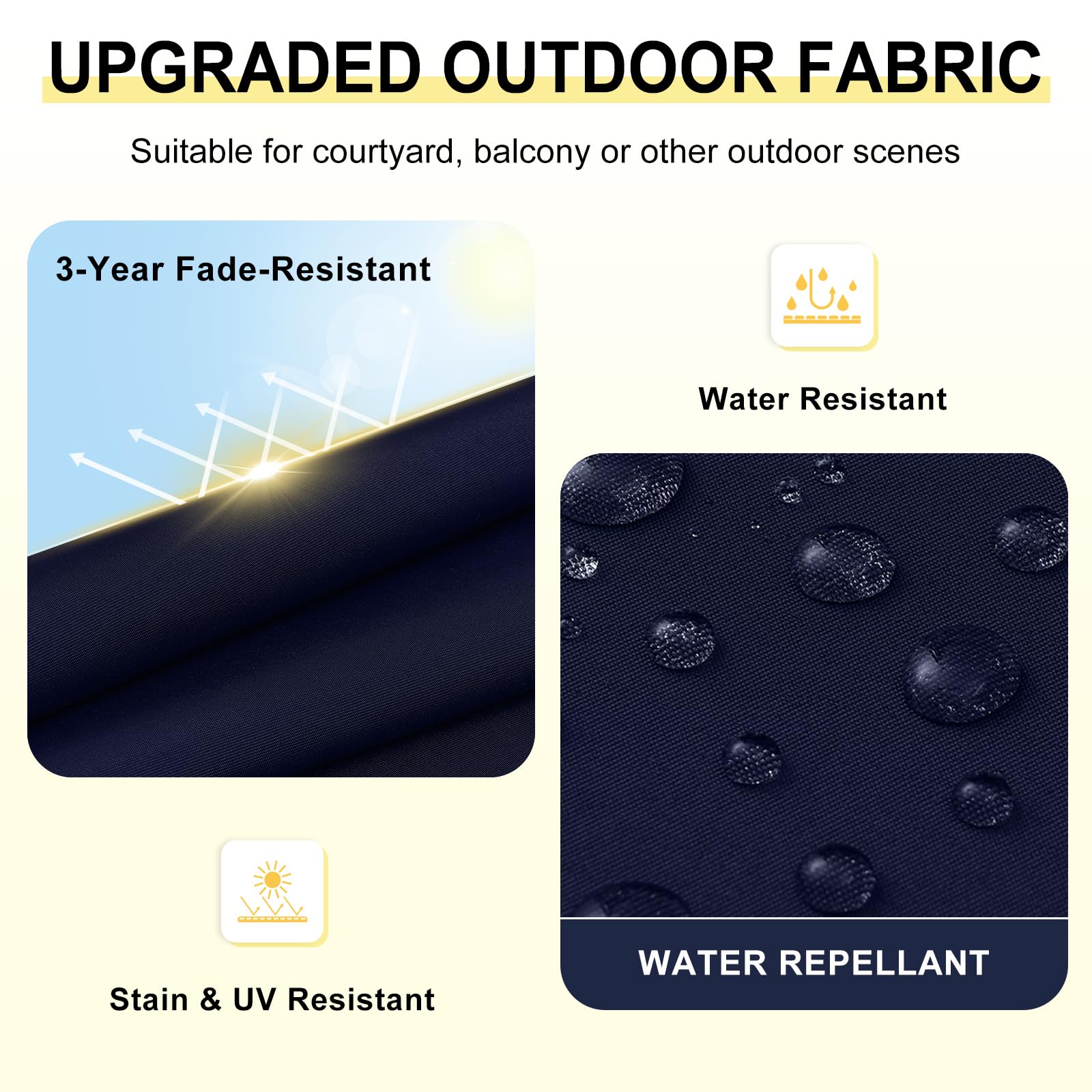 Downluxe high-density foam cushions 17x16x2 inches support posture.