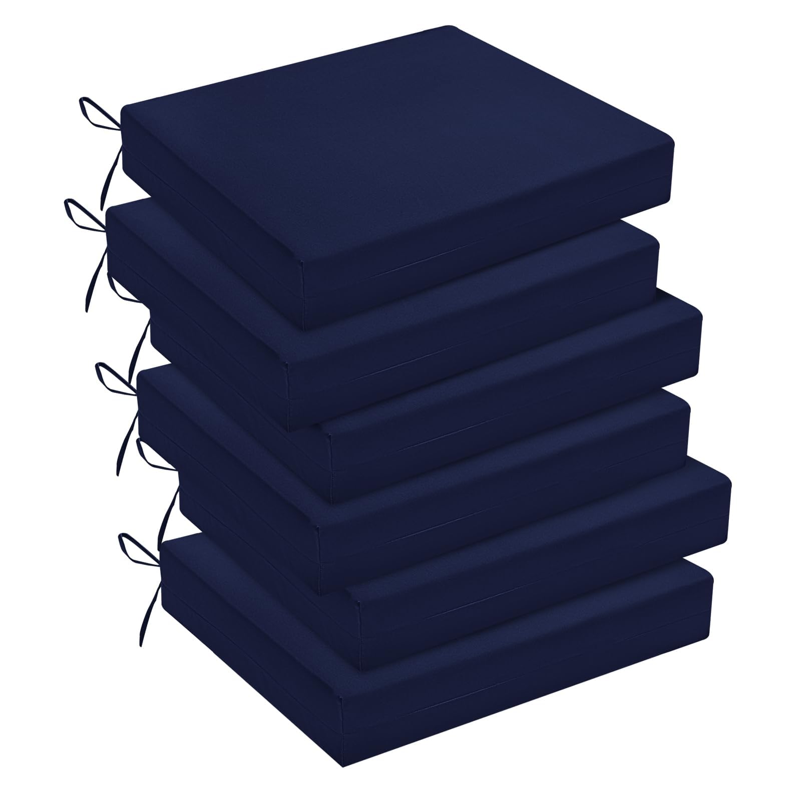 Downluxe navy outdoor chair cushion, front view showing plush comfort and size.