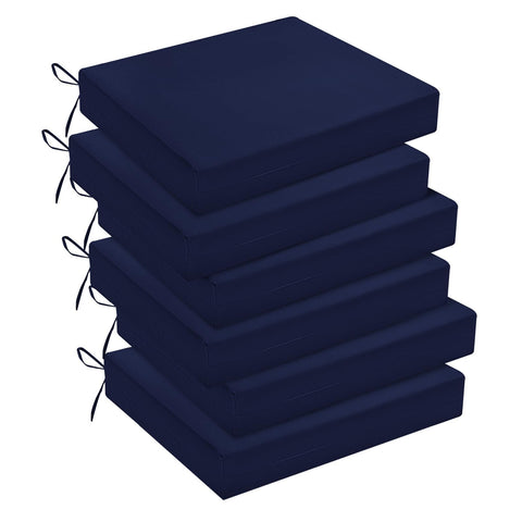 Downluxe navy outdoor chair cushion, front view showing plush comfort and size.